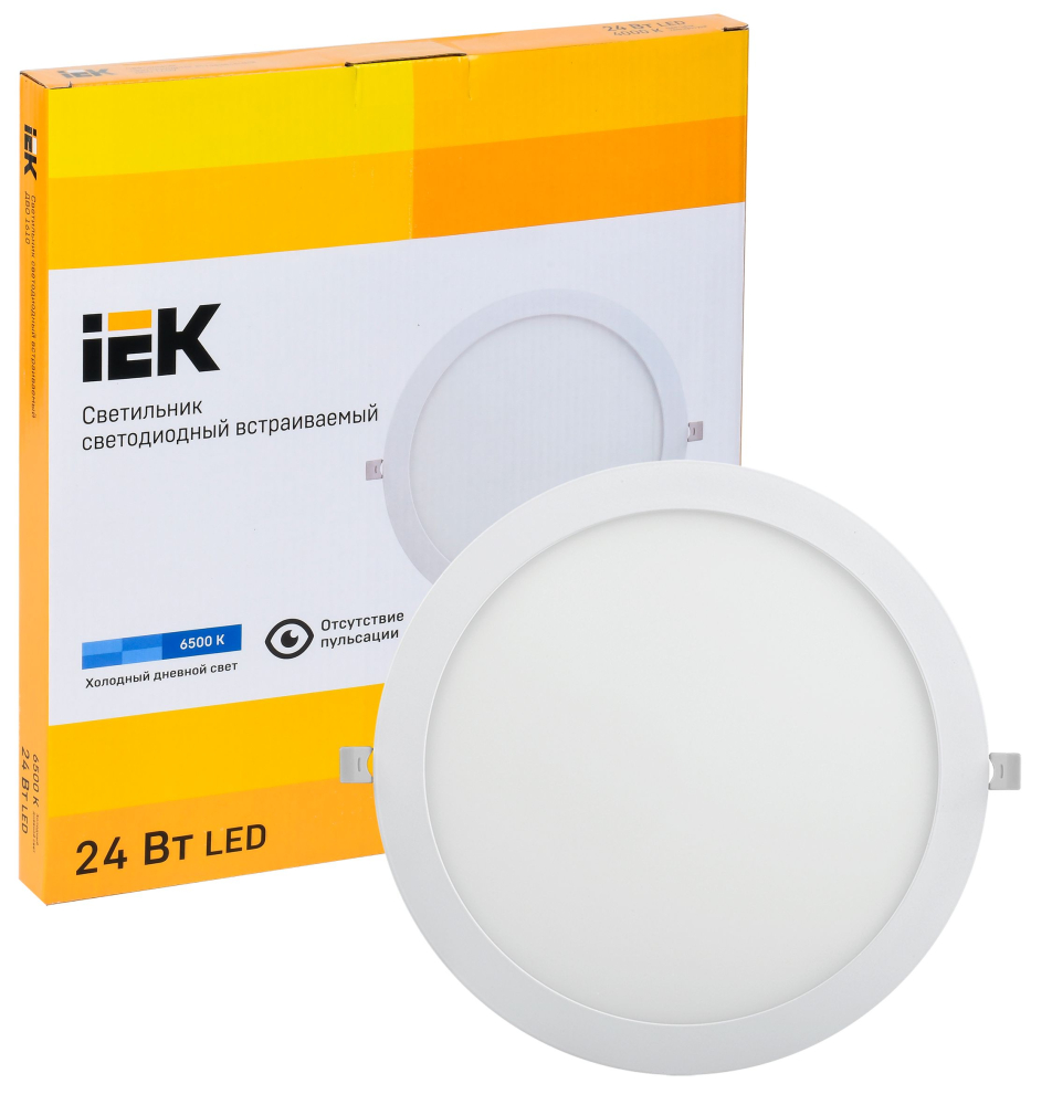 Светильник ДВО 1610 белый, круг LED 24Вт 6500 IP20 IEK