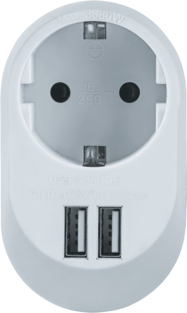 Адаптер Navigator 61 454 NAD-USB01-1E-C-WH с/з 1 гн. USB3.4A