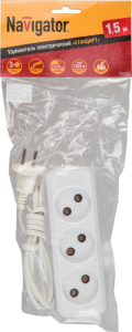 Удлинитель Navigator 71 448 NPE-S1-03-150-X-2x0.75 б/з 3 гн. ШВВП 1.5м
