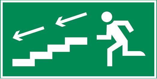 пиктограмма "ПО ЛЕСТНИЦЕ ВНИЗ ВЛЕВО" 300х150мм для аварийно-эвакуационного светильника Giant/Vision/Twofold/Evade