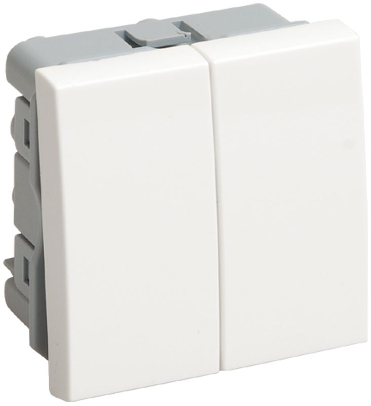 ВК4-22-00-П Выключатель проходной (переключатель) двухклавишный (на 2 модуля) ПРАЙМЕР белый IEK