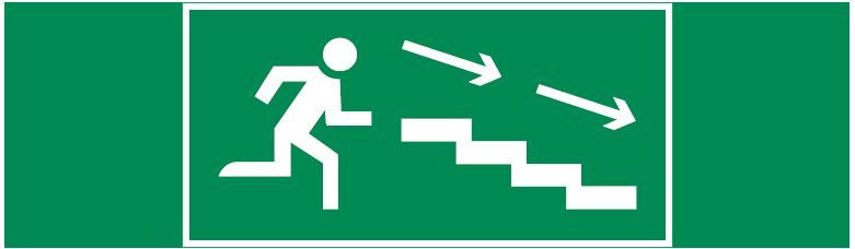 пиктограмма "ПО ЛЕСТНИЦЕ ВНИЗ ВПРАВО" 310х90мм для аварийно-эвакуационного светильника Basic IP65