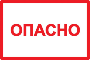 Самоклеящаяся этикетка: 100х150 мм, символ "Опасно"