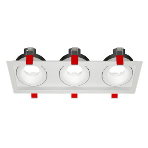 Рамка для модульного светильника "ВАРТОН" FLEX 50 13 тройная встраиваемая110х325х55мм RAL9010 поворотная