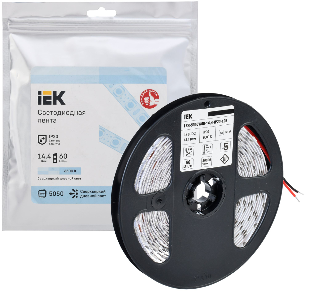 Лента LED 5м LSR-5050W60-14,4-IP20-12В IEK