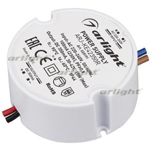 Блок питания ARJ-KE42350R (15W, 350mA, PFC) (Arlight, IP44 Пластик, 5 лет)