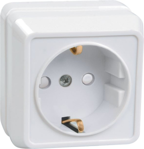 РСш20-3-ОБ Розетка 1местн. c з/к с защ.штор. 16А откр.уст. ОКТАВА (белый)