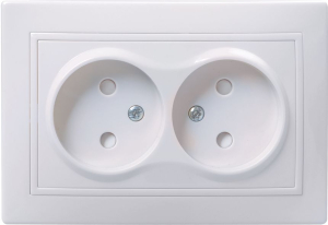 РСш12-2-КБ Розетка 2местн. без з/к с защ.штор. 10А КВАРТА (белый)