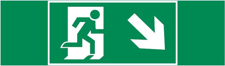 пиктограмма "ФИГУРА / СТРЕЛКА ВПРАВО ВНИЗ" 310х90мм для аварийно-эвакуационного светильника Basic IP65