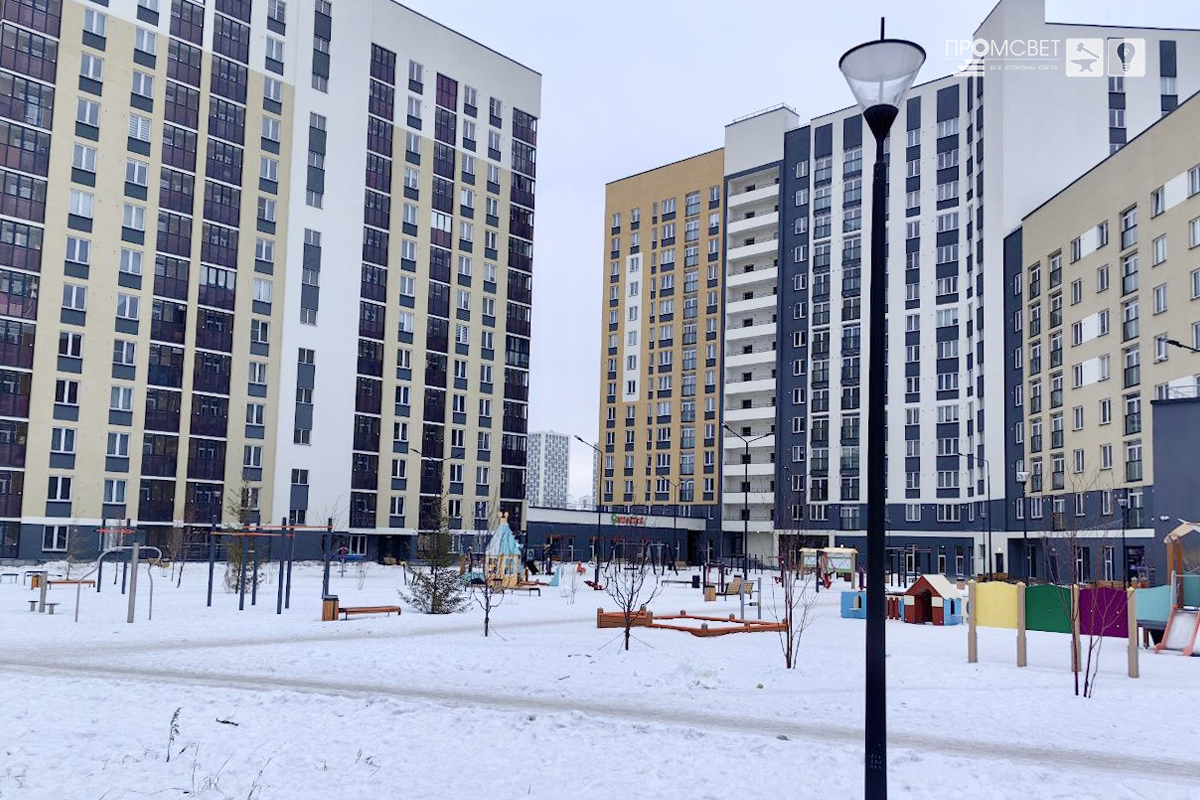 Наружное освещение ЖК "КВАРТАЛ 12" в Академическом районе