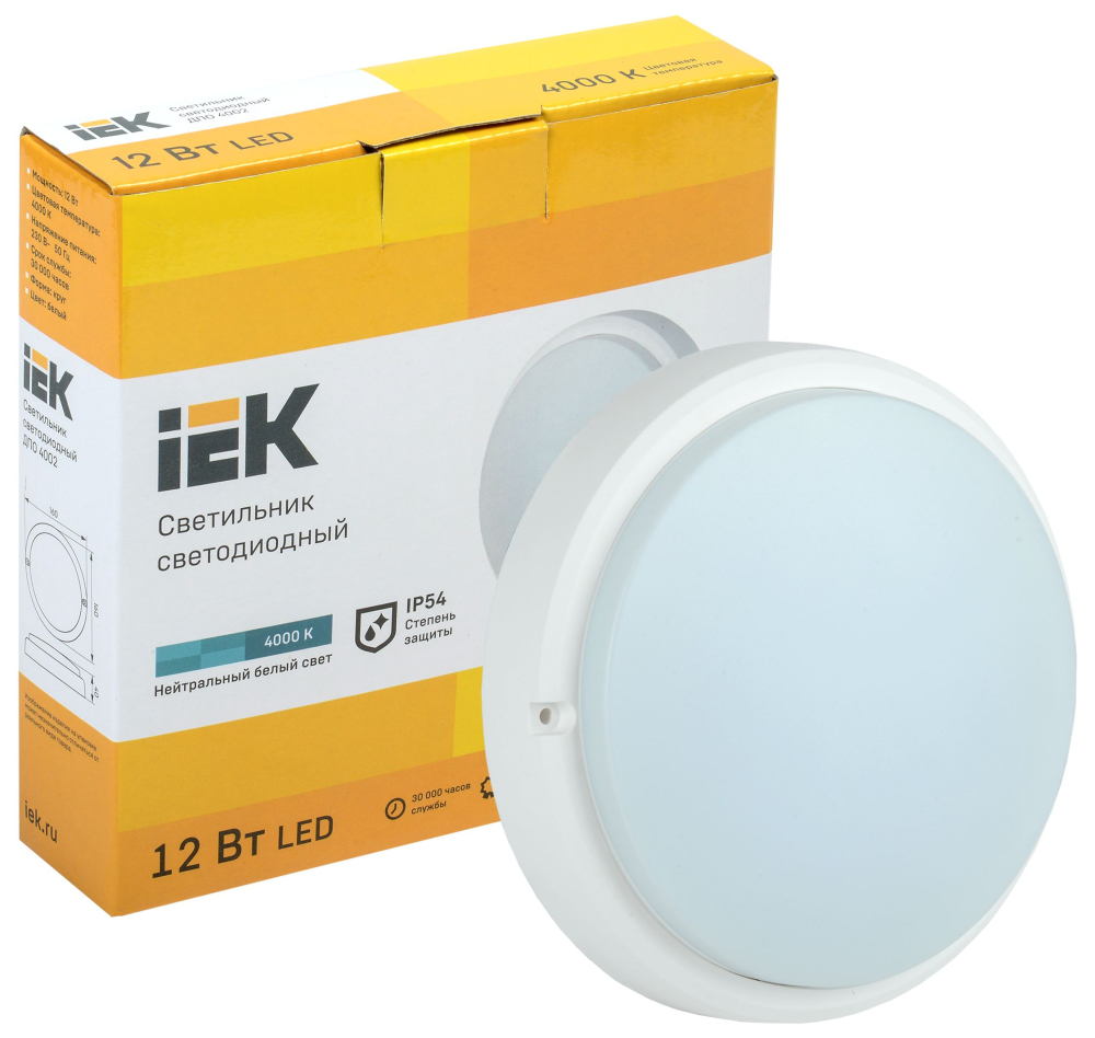 Светильник LED ДПО 4002 12Вт IP54 4000K круг белый IEK