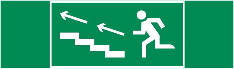 пиктограмма "ПО ЛЕСТНИЦЕ ВВЕРХ ВЛЕВО" 310х90мм для аварийно-эвакуационного светильника Basic IP65