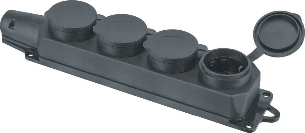 Колодка Navigator 61 373 NCA-BLR2-04-16A-E-IP44-BL 4гн с/з каучук черная