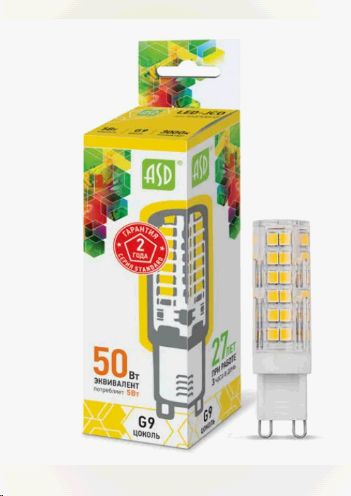 Лампа светодиодная LED-JCD-standard 5Вт 230В G9 3000К 450Лм ASD