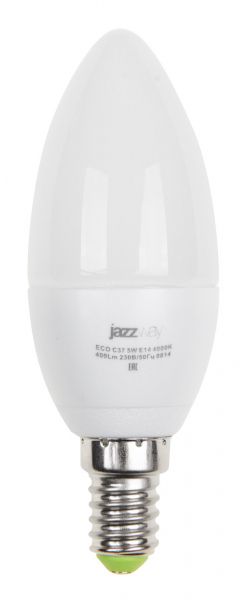 Лампа PLED- ECO-C37 5w E14 3000K 400Lm 230V/50Hz  Jazzway