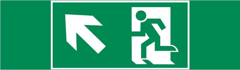 пиктограмма "ФИГУРА / СТРЕЛКА ВЛЕВО ВВЕРХ" 310х90мм для аварийно-эвакуационного светильника Basic IP65