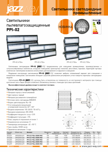 светильники пылевлагозащищенные jazzway ppi-02