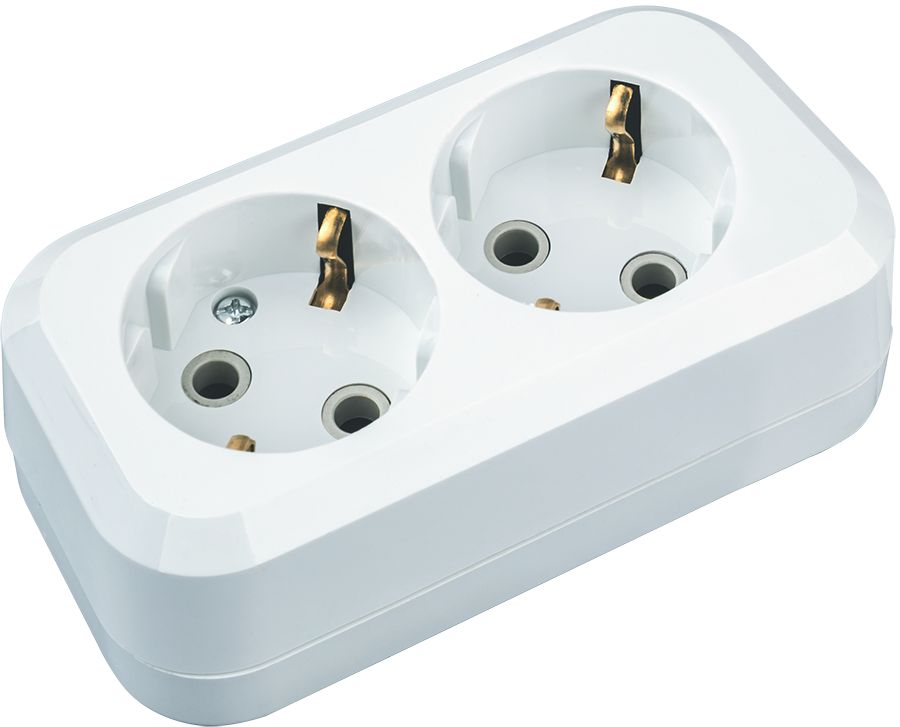 Колодка Navigator 61 582 NCA-BL01-02-E-WH 2гн с/з АБС пластик