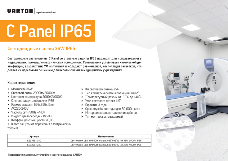 светодиодные панели вартон c panel ip65