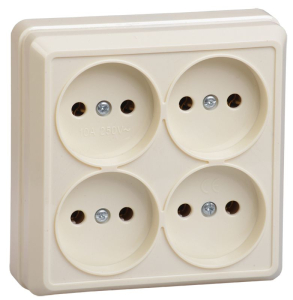 РС23-2-ОК Розетка 3местн. без з/к 10А откр.уст. ОКТАВА (кремовый)