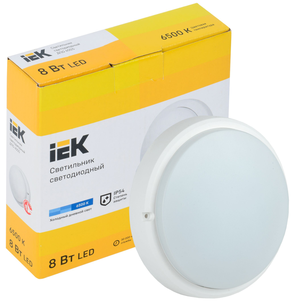 Светильник LED ДПО 4005 8Вт IP54 6500K круг белый IEK