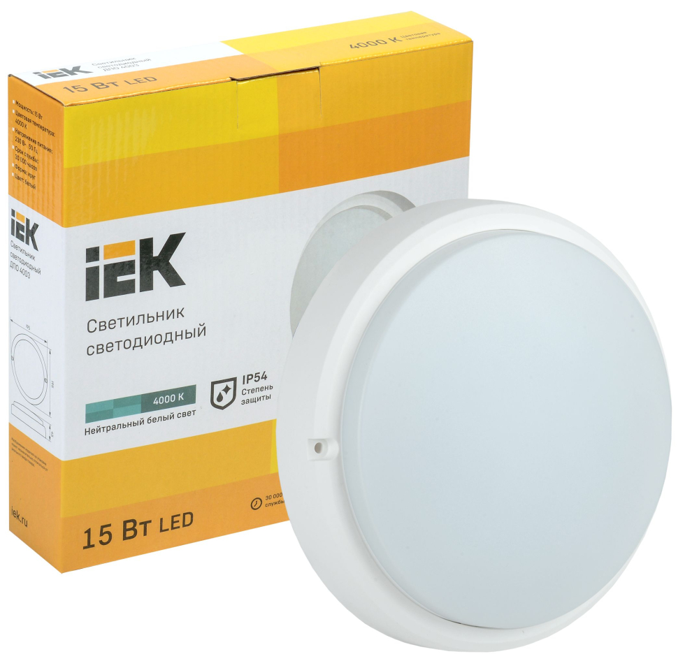 Светильник LED ДПО 4003 15Вт IP54 4000K круг белый IEK