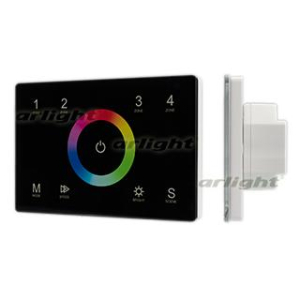Панель Sens SMART-P83-RGB Black (230V, 4 зоны, 2.4G) (Arlight, IP20 Пластик, 5 лет)