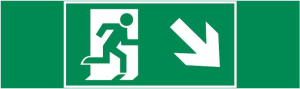 пиктограмма "ФИГУРА / СТРЕЛКА ВПРАВО ВНИЗ" 310х90мм для аварийно-эвакуационного светильника Basic IP65