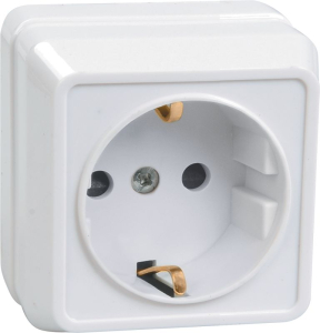 РС20-3-ОБ Розетка 1местн. c з/к 16А откр.уст. ОКТАВА (белый)