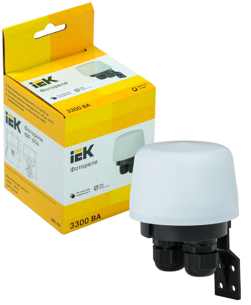 Фотореле ФР 604 макс. нагрузка 3300ВА IP66 белый IEK