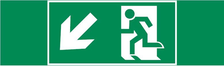 пиктограмма "ФИГУРА / СТРЕЛКА ВЛЕВО ВНИЗ" 310х90мм для аварийно-эвакуационного светильника Basic IP65