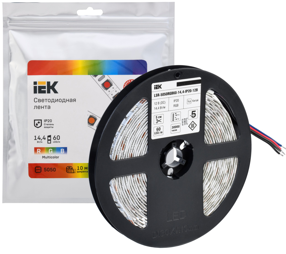 Лента LED 5м LSR-5050RGB60-14,4-IP20-12В IEK