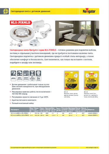 светодиодная лента с датчиком движения navigator nls-pirmld