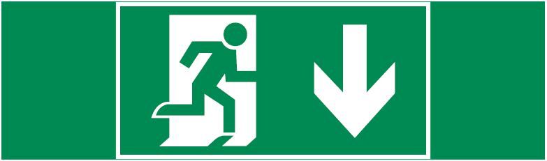 пиктограмма "ФИГУРА / СТРЕЛКА ВНИЗ" 310х90мм для аварийно-эвакуационного светильника Basic IP65