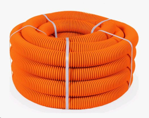 Труба ПНД гибкая гофр. д.40мм, лёгкая без протяжки, 20м, цвет оранжевый