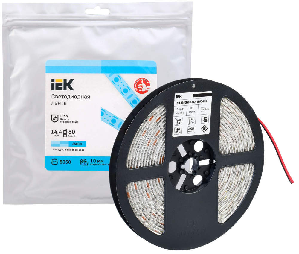 Лента LED 5м LSR-5050W60-14,4-IP65-12В IEK