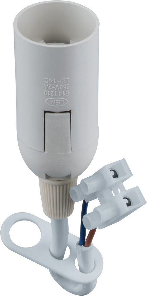 Патрон электрический Navigator 61 352 NLH-P-F-WH-E14-TB пластиковый белый с КЗВ