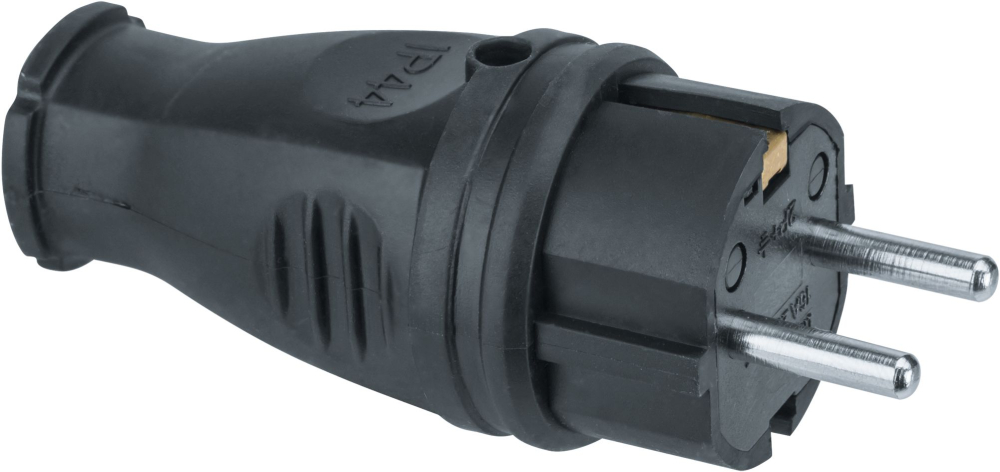 Вилка Navigator 61 368 NCA-PLR02-16A-E-IP44-BL прямая с/з каучук черная