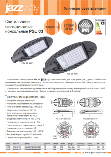 светильники светодиодные консольные jazzway psl 03