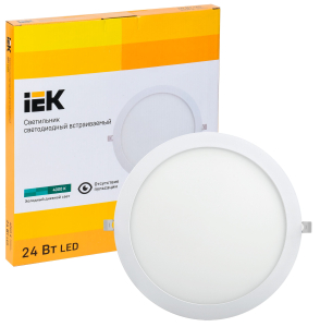 Светильник ДВО 1609 белый, круг LED 24Вт 4000 IP20 IEK