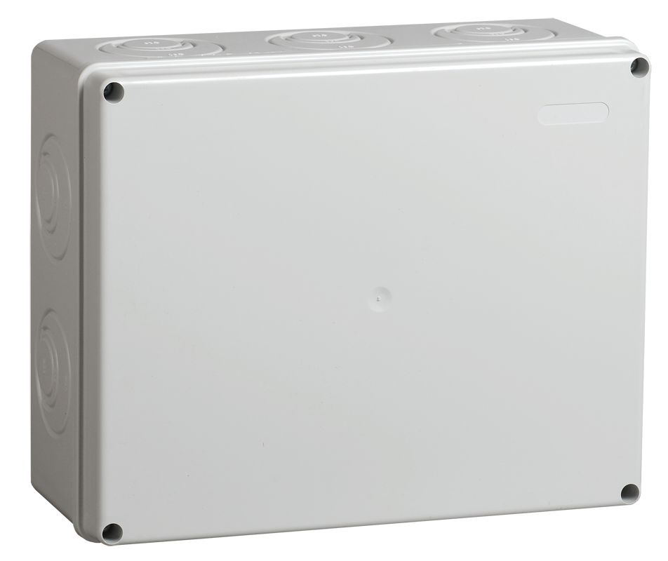 Коробка КМ41272 распаячная для о/п 240х195х90 мм IP55 (RAL7035, кабельные вводы 5 шт)