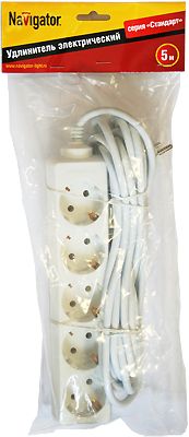 Удлинитель Navigator 94 187 NPE-S-05-500-E-3x1 с/з 5 гн. 5м