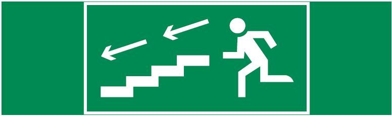 пиктограмма "ПО ЛЕСТНИЦЕ ВНИЗ ВЛЕВО" 310х90мм для аварийно-эвакуационного светильника Basic IP65