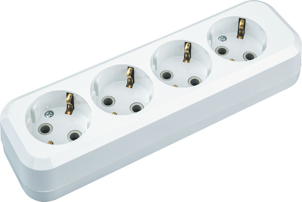 Колодка Navigator 61 586 NCA-BL01-04-E-WH 4гн с/з АБС пластик