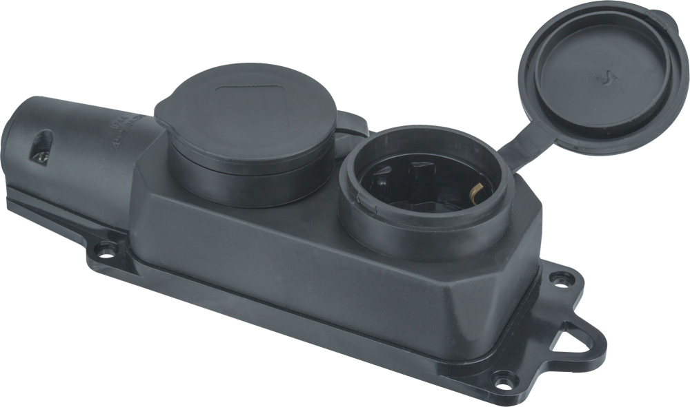 Колодка Navigator 61 371 NCA-BLR2-02-16A-E-IP44-BL 2гн с/з каучук черная