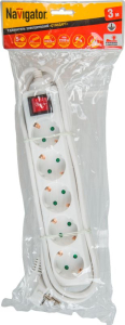 Удлинитель Navigator 71 557 NPE-S-05-300-ESC-3x0.75 с/з с выкл. 5 гн. 3м