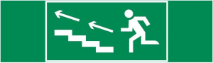 пиктограмма "ПО ЛЕСТНИЦЕ ВВЕРХ ВЛЕВО" 310х90мм для аварийно-эвакуационного светильника Basic IP65