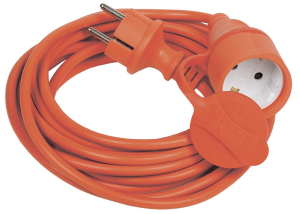 Шнур УШ-01РВ оранж. с вилкой и розеткой 2Р+РЕ/10 метров 3х1,0 мм2 IP44 IEK