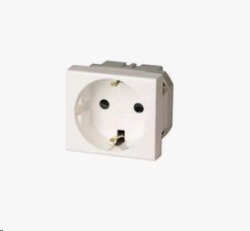 Розетка силовая 2Р+Е, со шторками, Viva, 2 мод., цвет белый