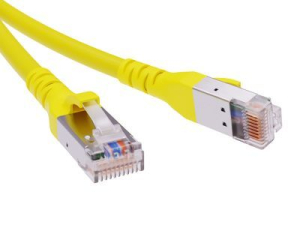 Патч-корд экранированный  CAT6A S/FTP 4х2, LSZH, желтый, 0.5м